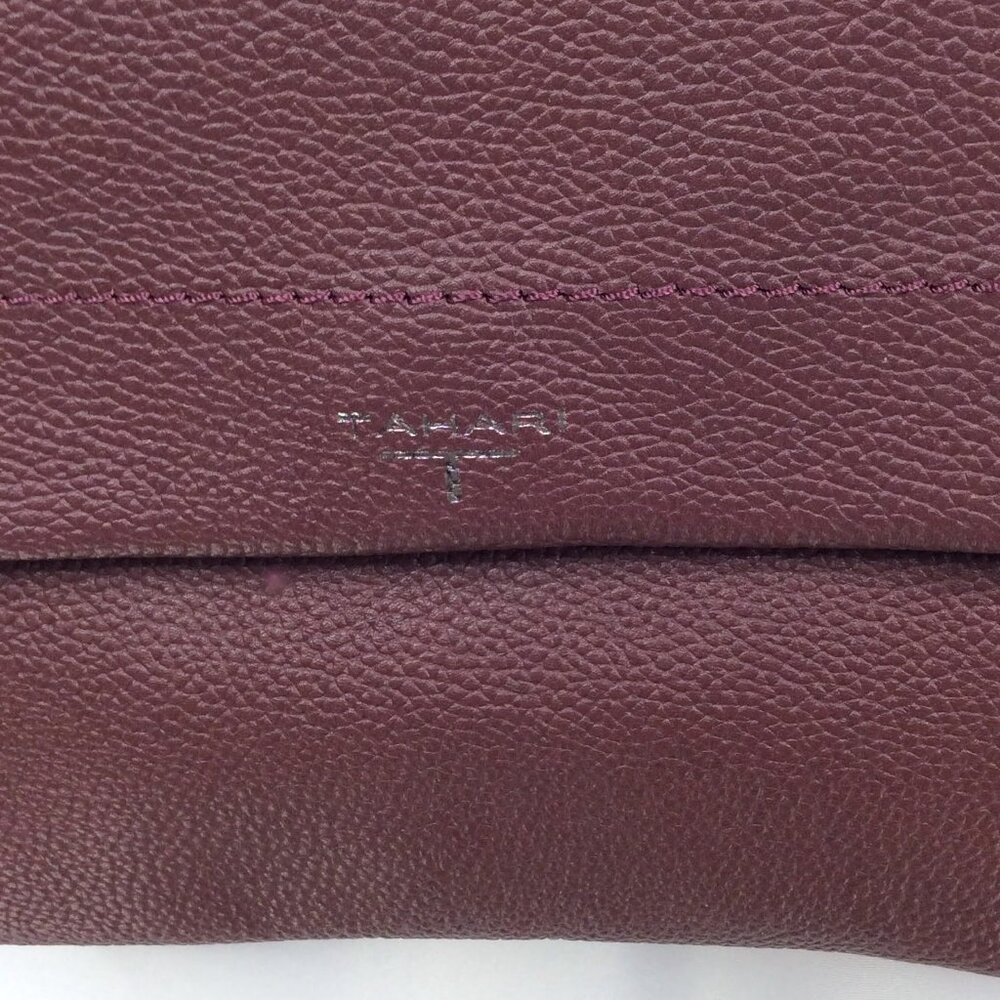 Tahari Soft Burgundy Pebbled Leather Small Crossbody Shoulder Bag Purse - Picture 2 of 10